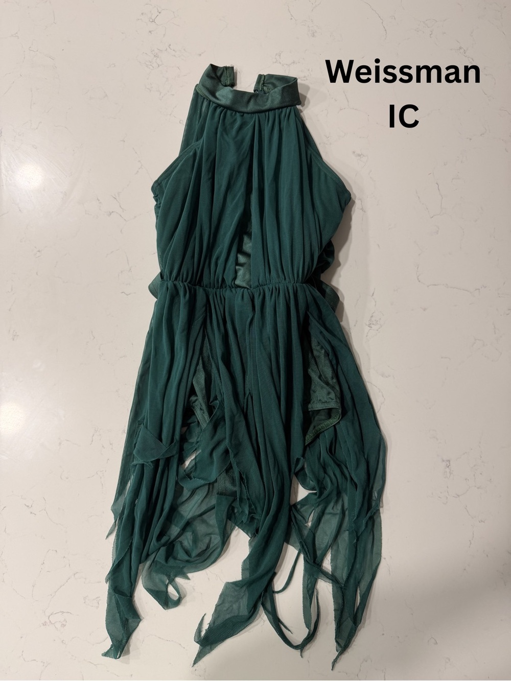 Weissman Teal Green Layered Chiffon Halter Dress